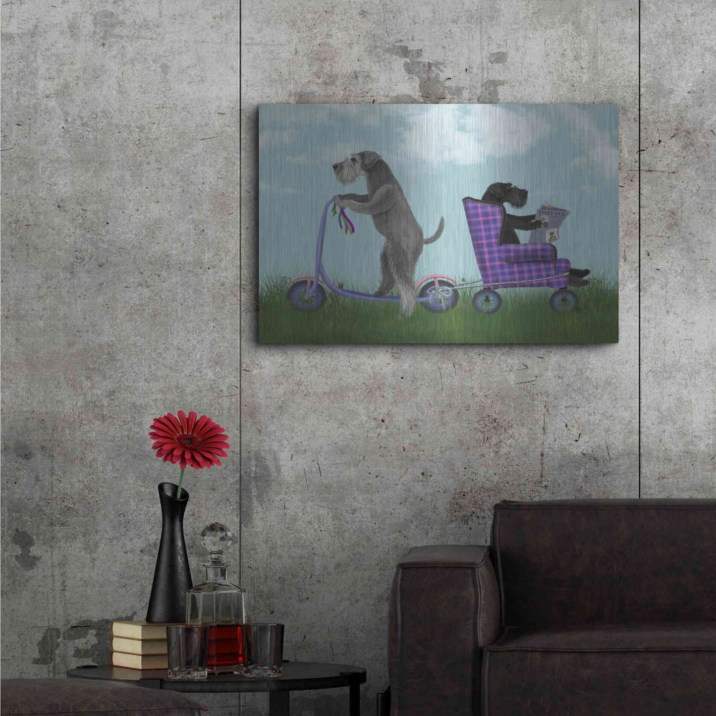 Luxe Metal Art 'Schnauzer Scooter' by Fab Funky Metal Wall Art,36x24