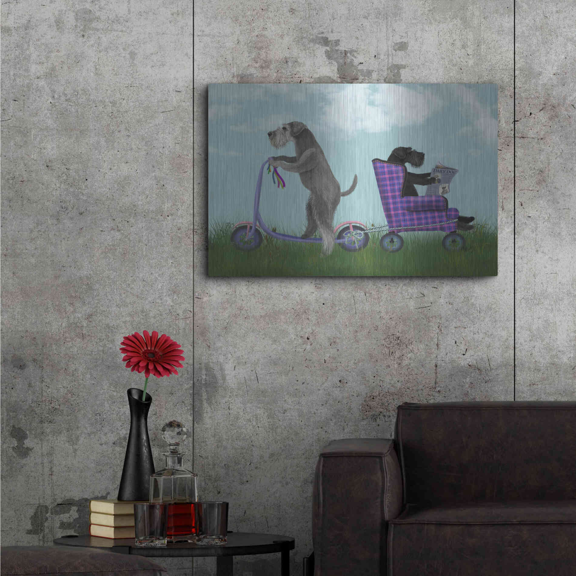 Luxe Metal Art 'Schnauzer Scooter' by Fab Funky Metal Wall Art,36x24