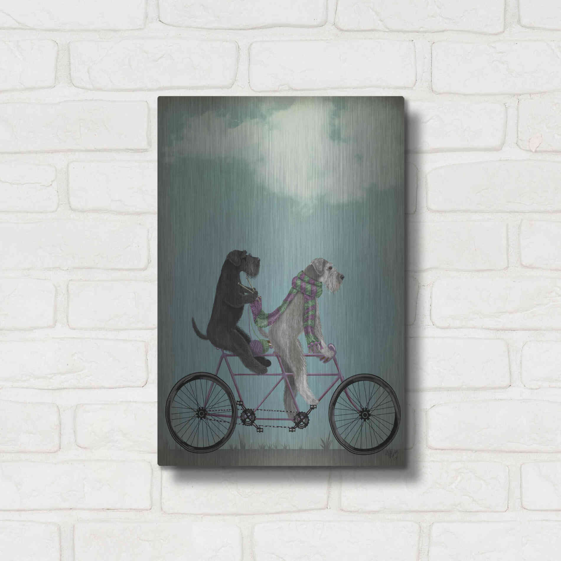 Luxe Metal Art 'Schnauzer Tandem' by Fab Funky Metal Wall Art,12x16