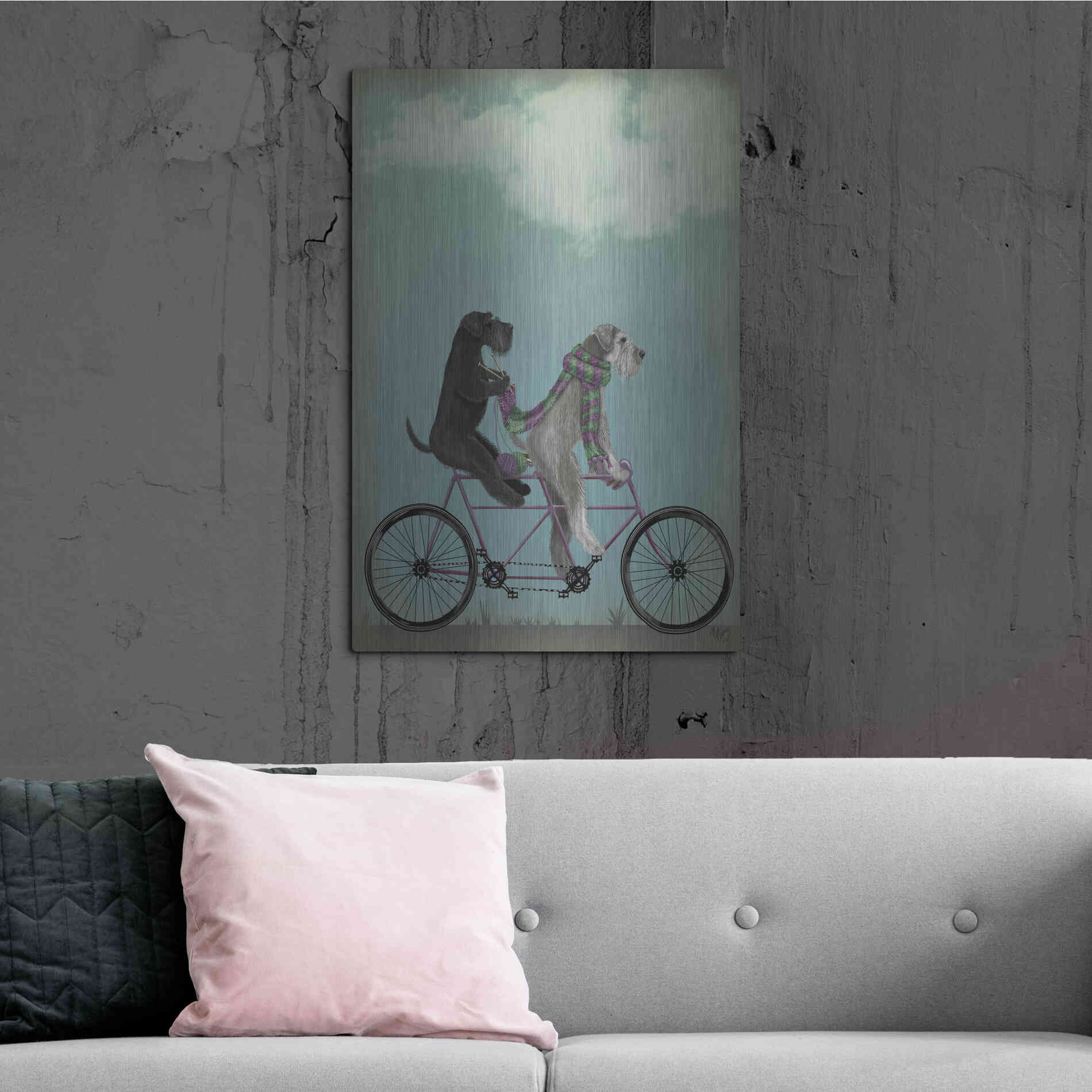 Luxe Metal Art 'Schnauzer Tandem' by Fab Funky Metal Wall Art,24x36