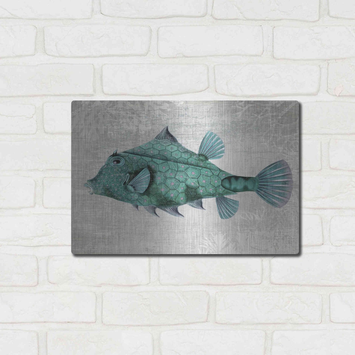 Luxe Metal Art 'Turquoise Turret Fish' by Fab Funky Metal Wall Art,16x12