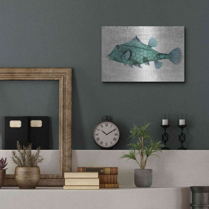 Luxe Metal Art 'Turquoise Turret Fish' by Fab Funky Metal Wall Art,16x12