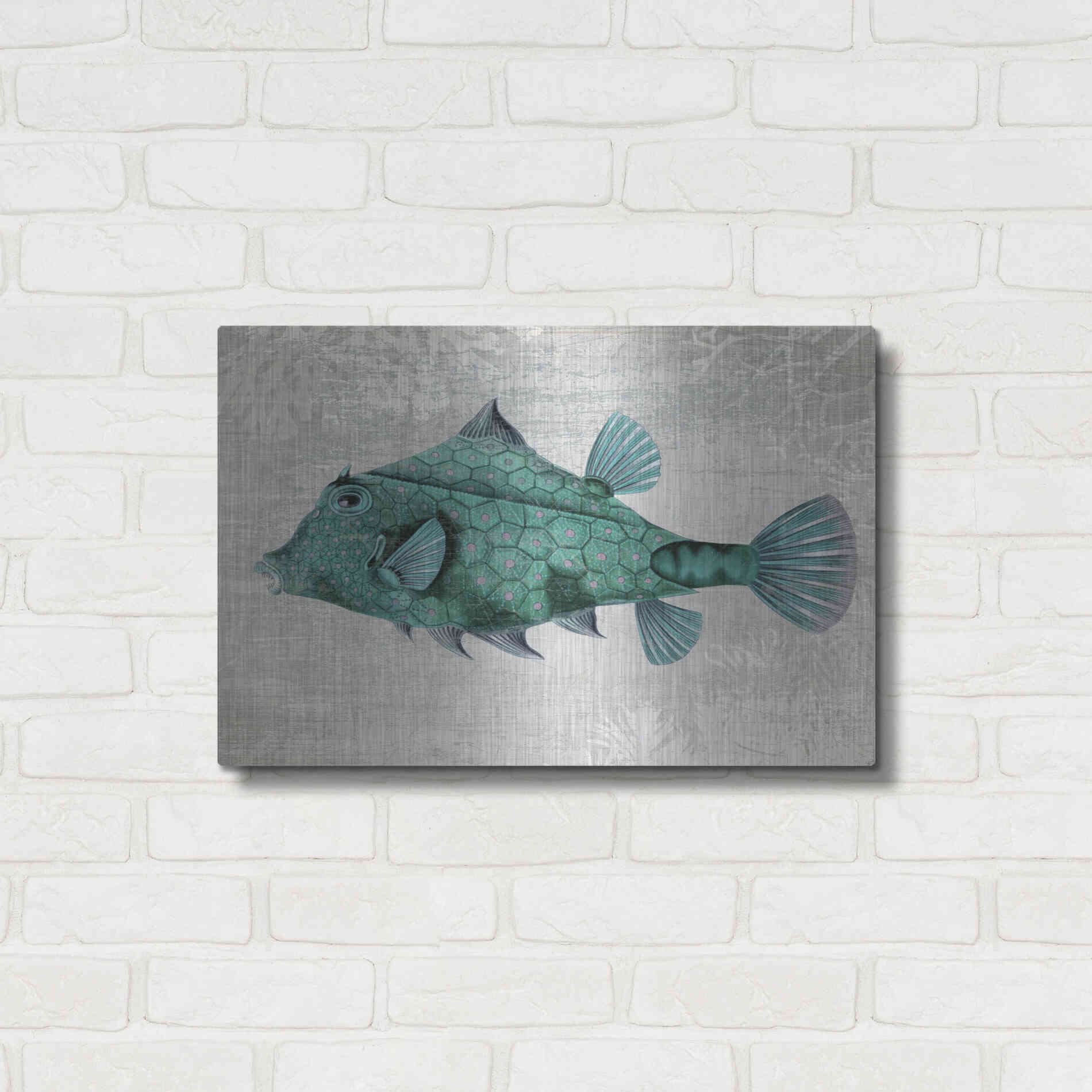 Luxe Metal Art 'Turquoise Turret Fish' by Fab Funky Metal Wall Art,24x16