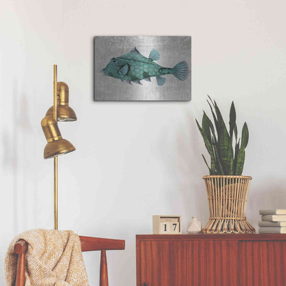 Luxe Metal Art 'Turquoise Turret Fish' by Fab Funky Metal Wall Art,24x16