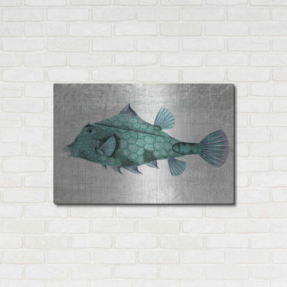 Luxe Metal Art 'Turquoise Turret Fish' by Fab Funky Metal Wall Art,36x24