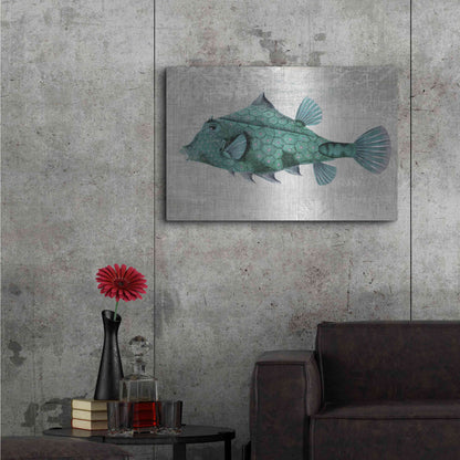 Luxe Metal Art 'Turquoise Turret Fish' by Fab Funky Metal Wall Art,36x24