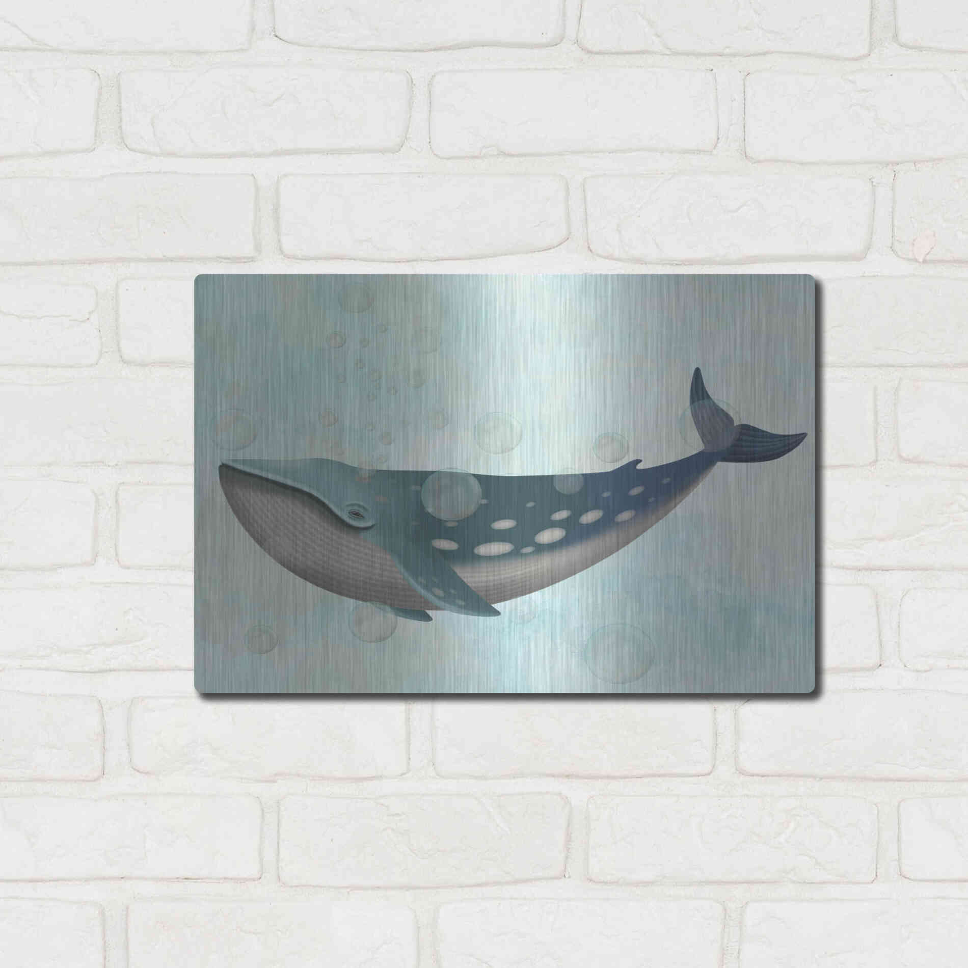 Luxe Metal Art 'Whale Bubbles 1' by Fab Funky Metal Wall Art,16x12