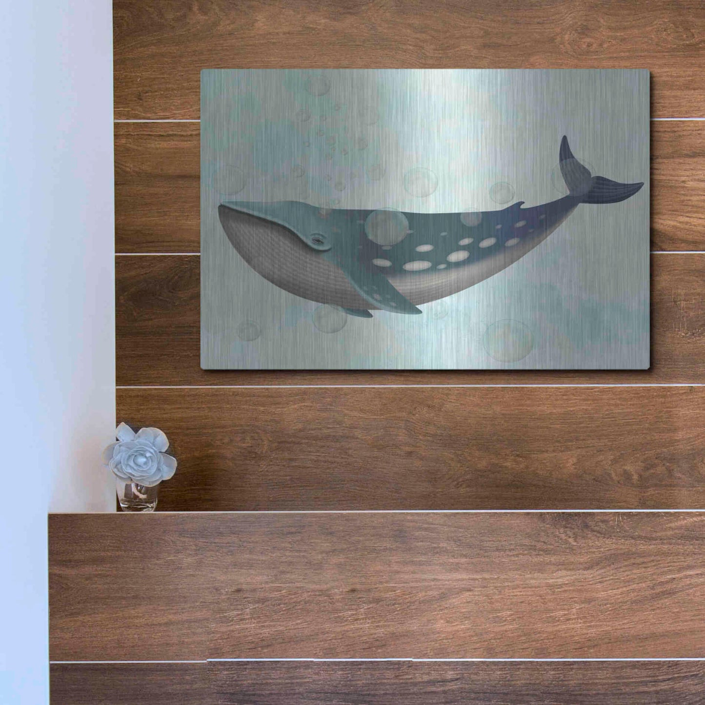 Luxe Metal Art 'Whale Bubbles 1' by Fab Funky Metal Wall Art,16x12