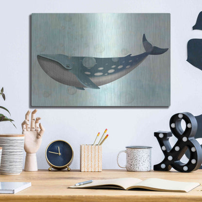 Luxe Metal Art 'Whale Bubbles 1' by Fab Funky Metal Wall Art,16x12