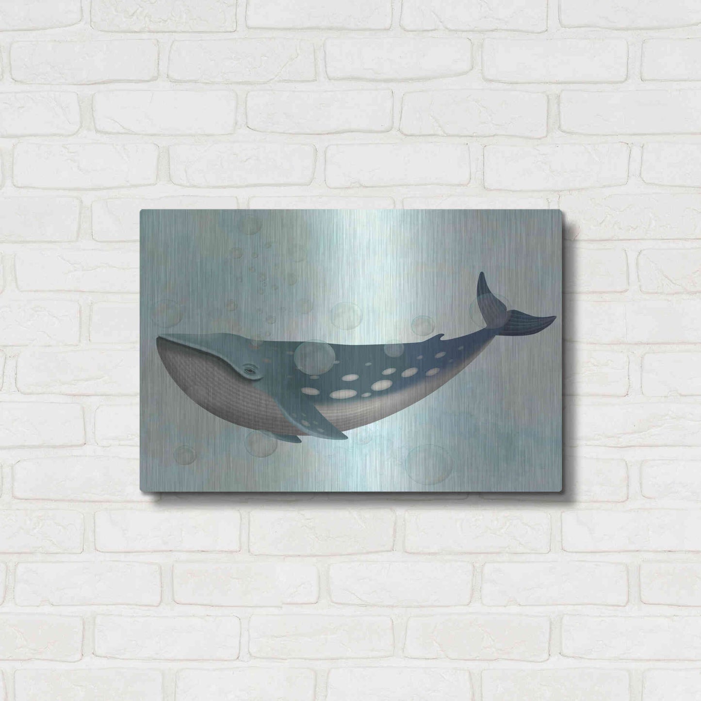 Luxe Metal Art 'Whale Bubbles 1' by Fab Funky Metal Wall Art,24x16