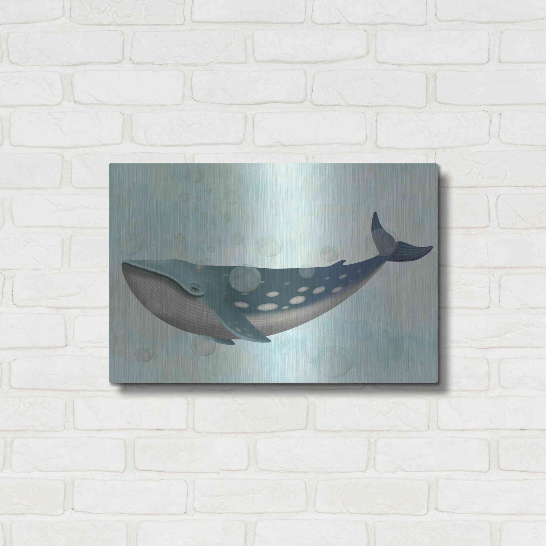 Luxe Metal Art 'Whale Bubbles 1' by Fab Funky Metal Wall Art,24x16