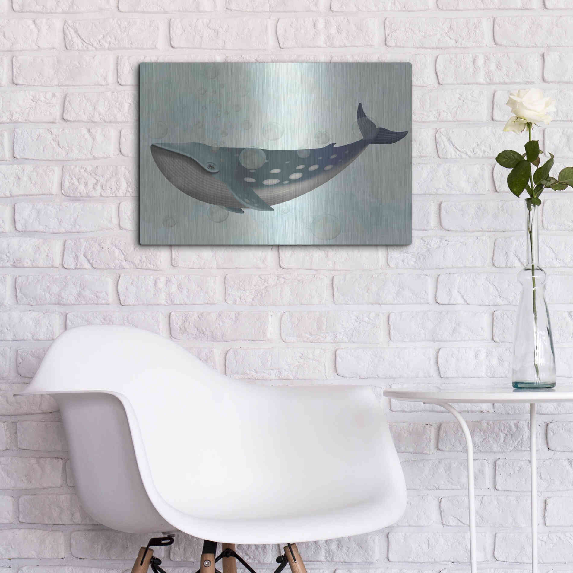 Luxe Metal Art 'Whale Bubbles 1' by Fab Funky Metal Wall Art,24x16