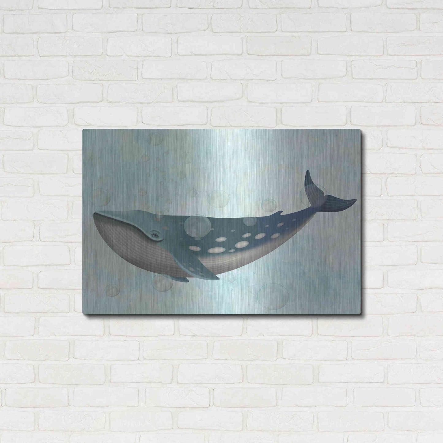 Luxe Metal Art 'Whale Bubbles 1' by Fab Funky Metal Wall Art,36x24
