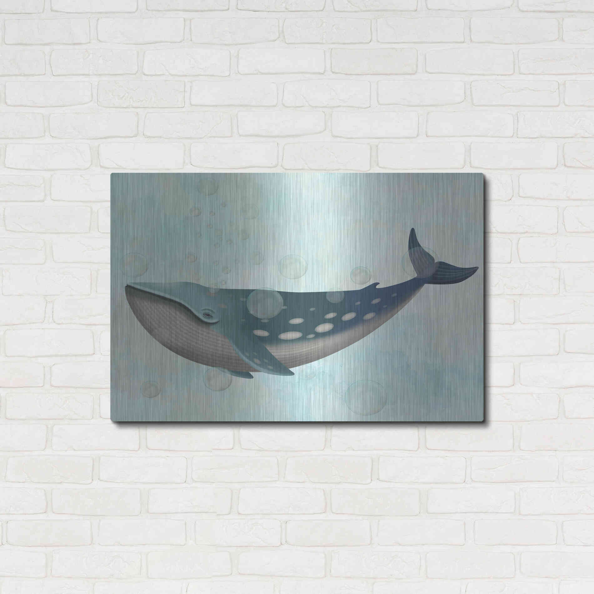 Luxe Metal Art 'Whale Bubbles 1' by Fab Funky Metal Wall Art,36x24