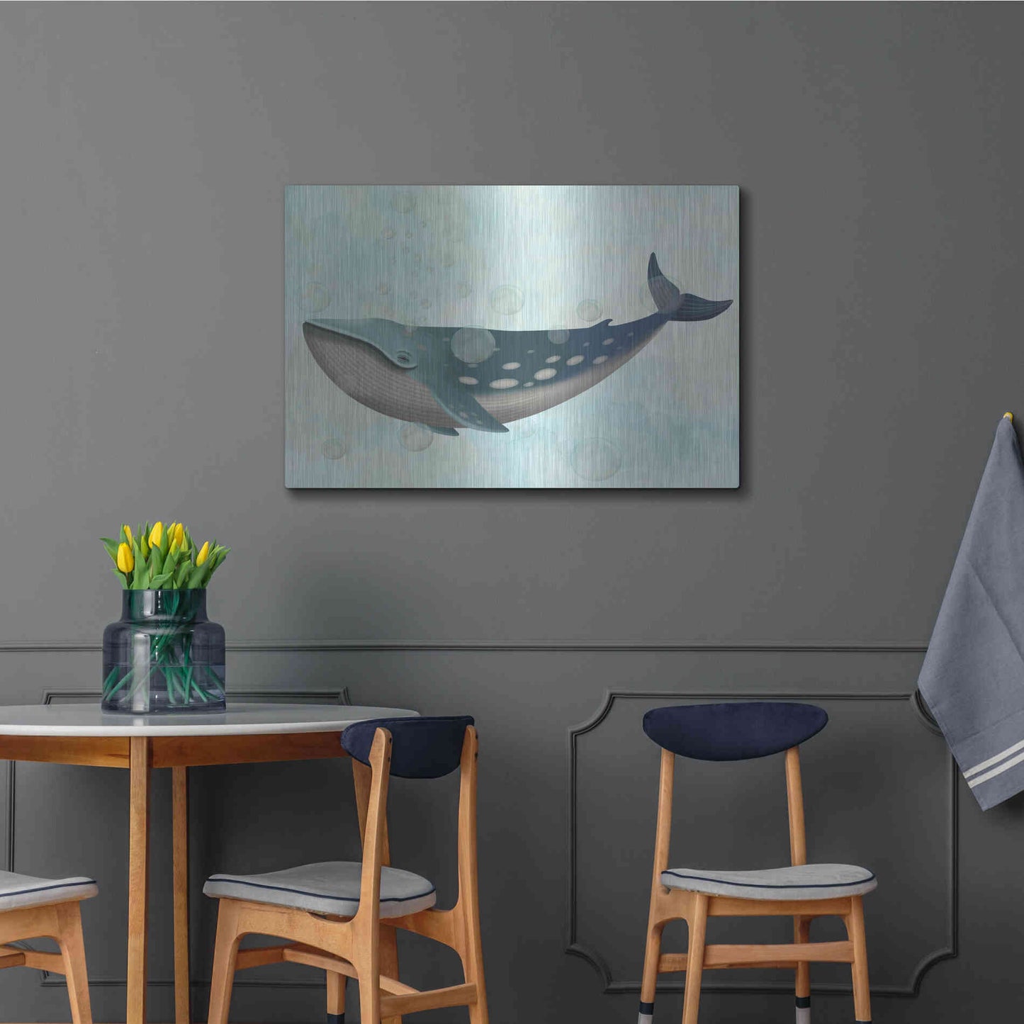 Luxe Metal Art 'Whale Bubbles 1' by Fab Funky Metal Wall Art,36x24
