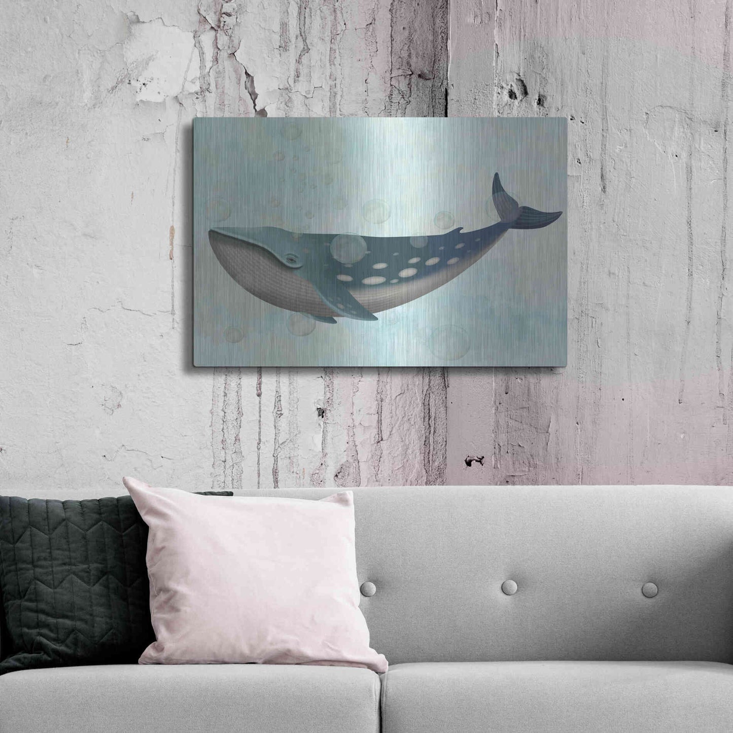 Luxe Metal Art 'Whale Bubbles 1' by Fab Funky Metal Wall Art,36x24
