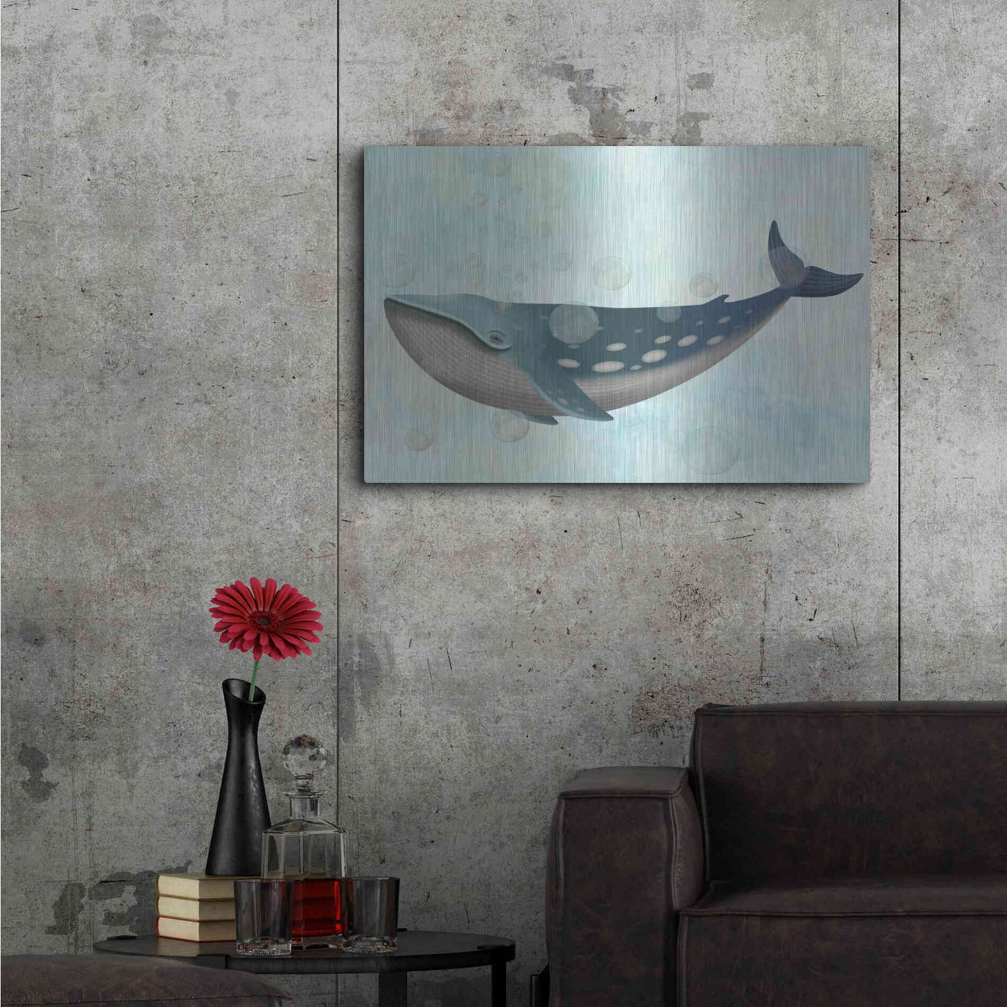 Luxe Metal Art 'Whale Bubbles 1' by Fab Funky Metal Wall Art,36x24