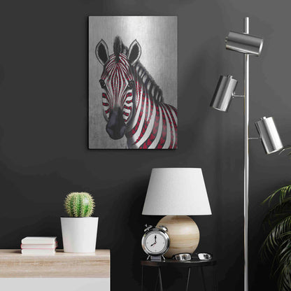 Luxe Metal Art 'Zebra, Red Love Hearts' by Fab Funky Metal Wall Art,16x24