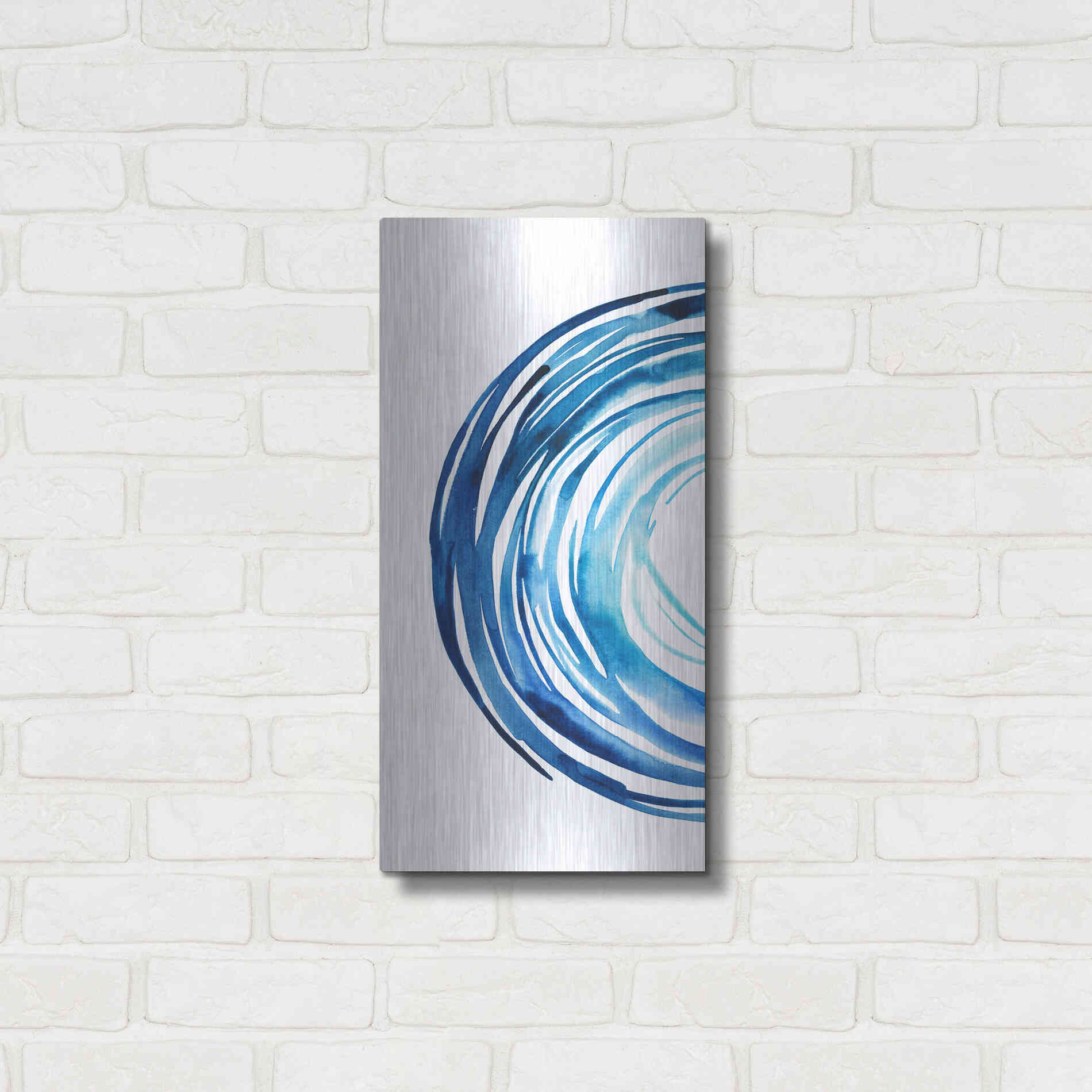 Luxe Metal Art 'Blue Vortex I' by Grace Popp Metal Wall Art,12x24