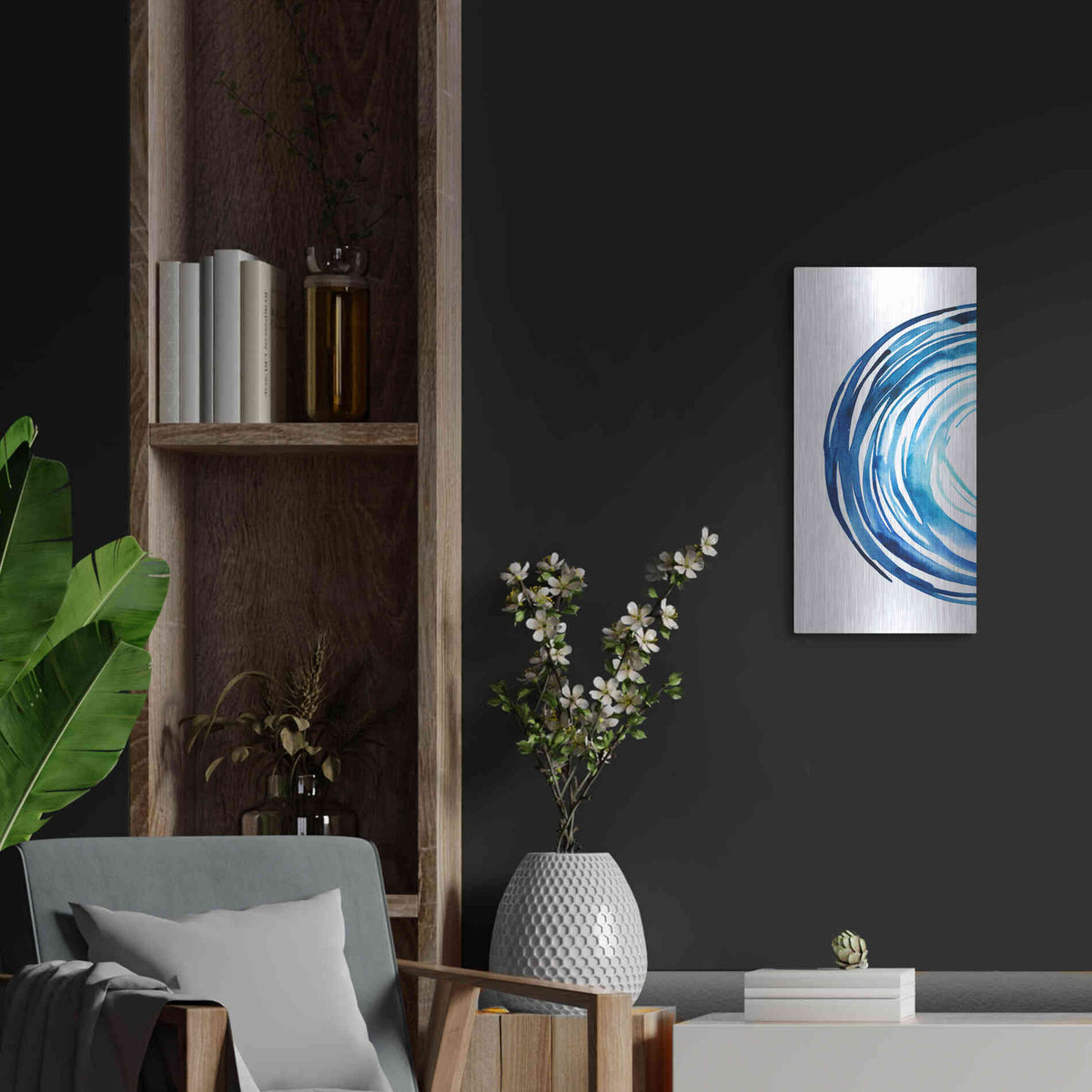 Luxe Metal Art 'Blue Vortex I' by Grace Popp Metal Wall Art,12x24