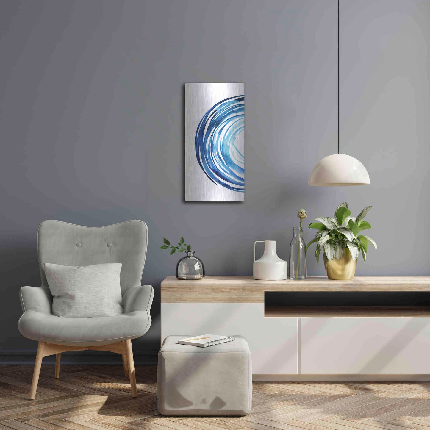 Luxe Metal Art 'Blue Vortex I' by Grace Popp Metal Wall Art,12x24