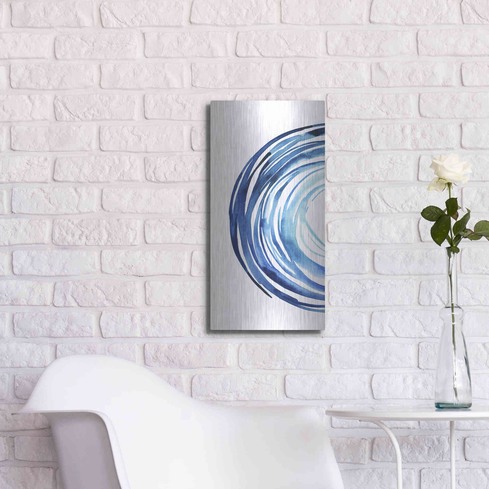 Luxe Metal Art 'Blue Vortex I' by Grace Popp Metal Wall Art,12x24