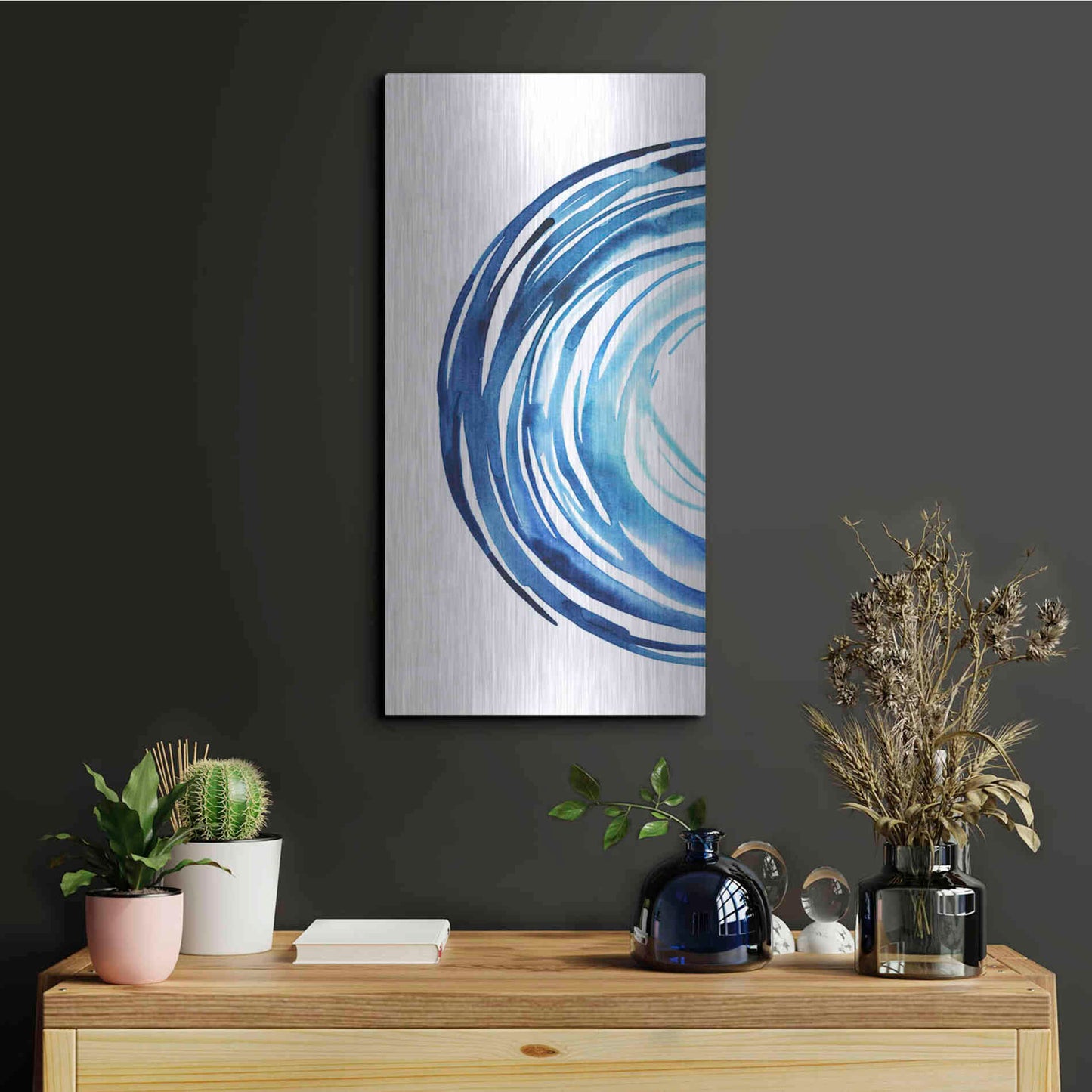 Luxe Metal Art 'Blue Vortex I' by Grace Popp Metal Wall Art,12x24