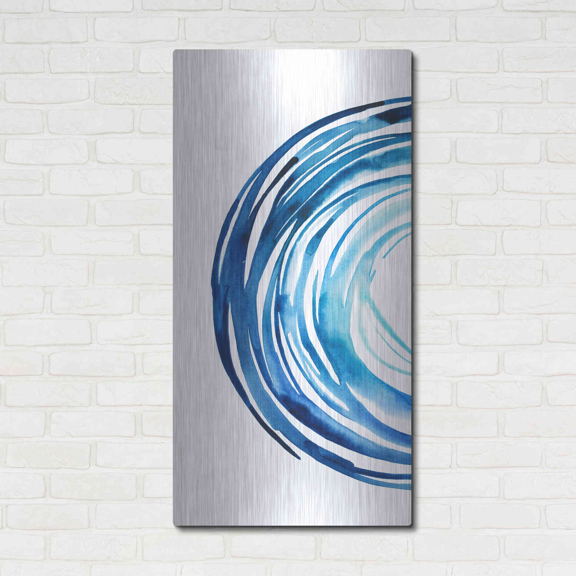 Luxe Metal Art 'Blue Vortex I' by Grace Popp Metal Wall Art,24x48