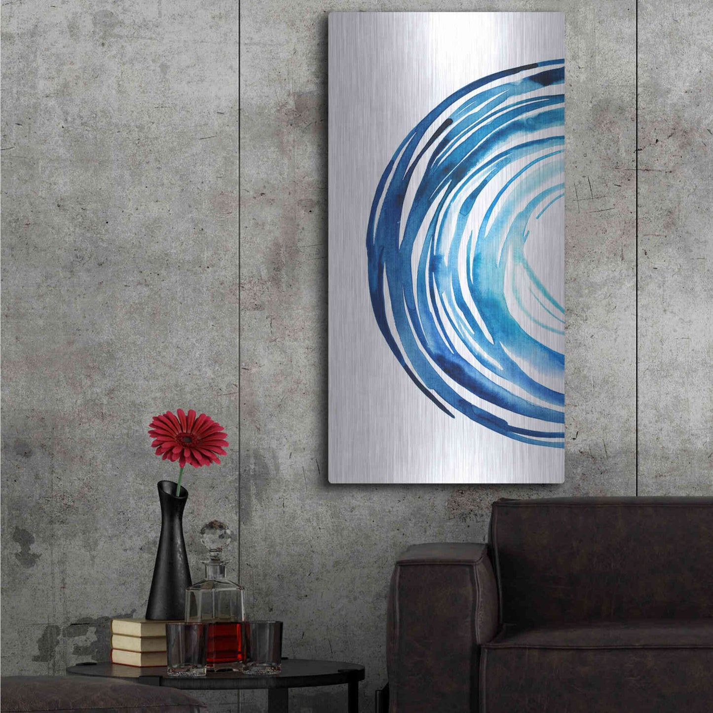 Luxe Metal Art 'Blue Vortex I' by Grace Popp Metal Wall Art,24x48