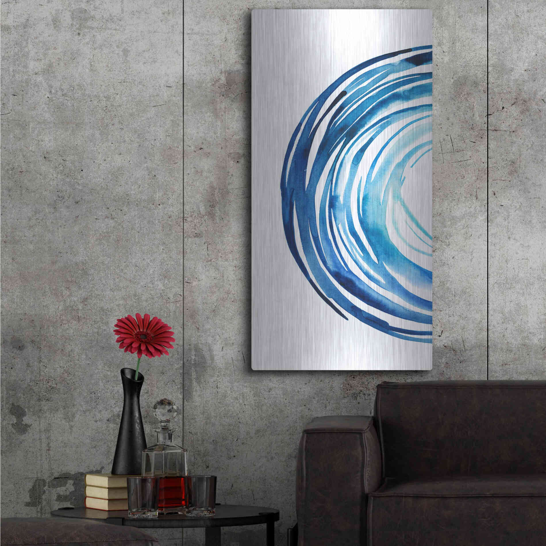 Luxe Metal Art 'Blue Vortex I' by Grace Popp Metal Wall Art,24x48