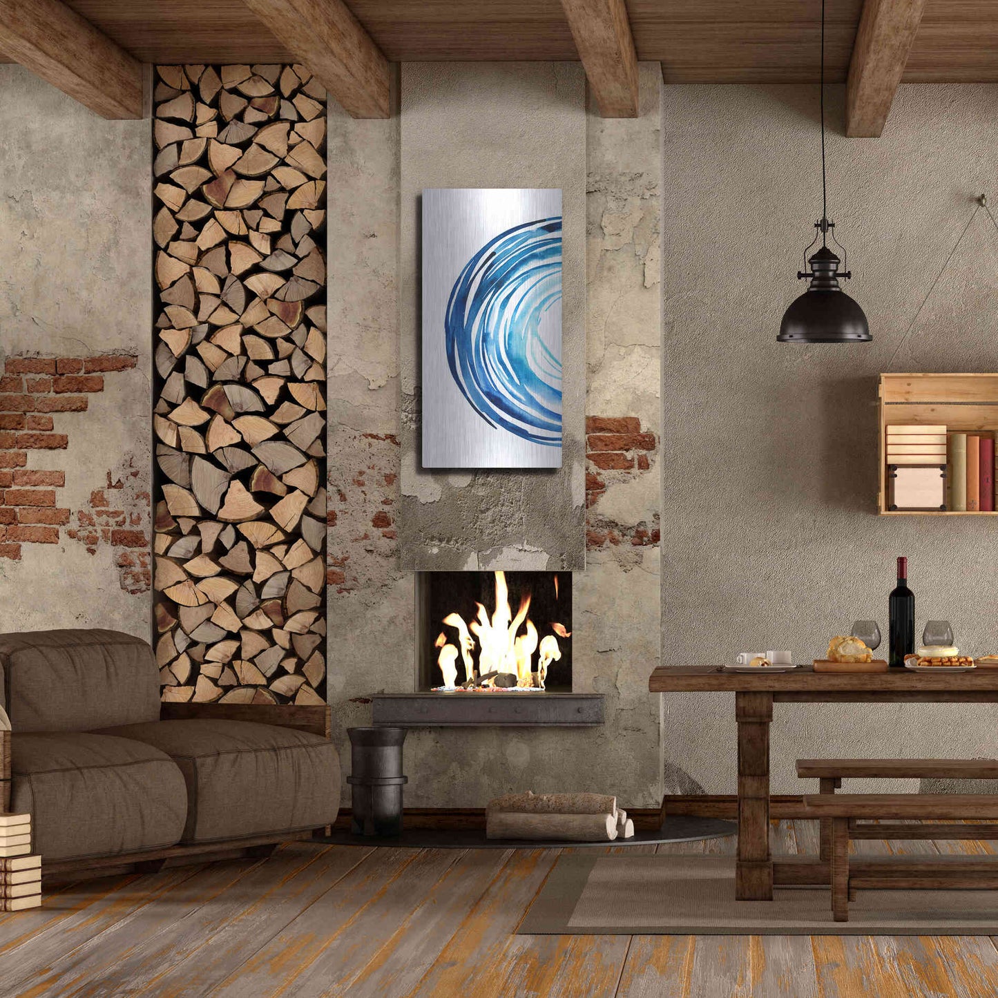 Luxe Metal Art 'Blue Vortex I' by Grace Popp Metal Wall Art,24x48