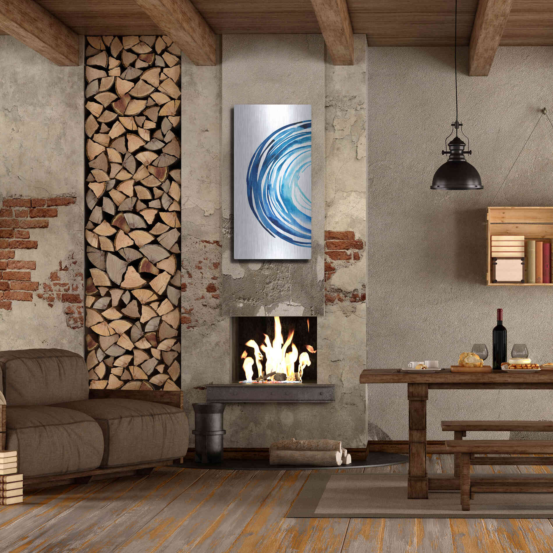 Luxe Metal Art 'Blue Vortex I' by Grace Popp Metal Wall Art,24x48