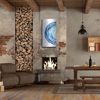 Luxe Metal Art 'Blue Vortex I' by Grace Popp Metal Wall Art,24x48