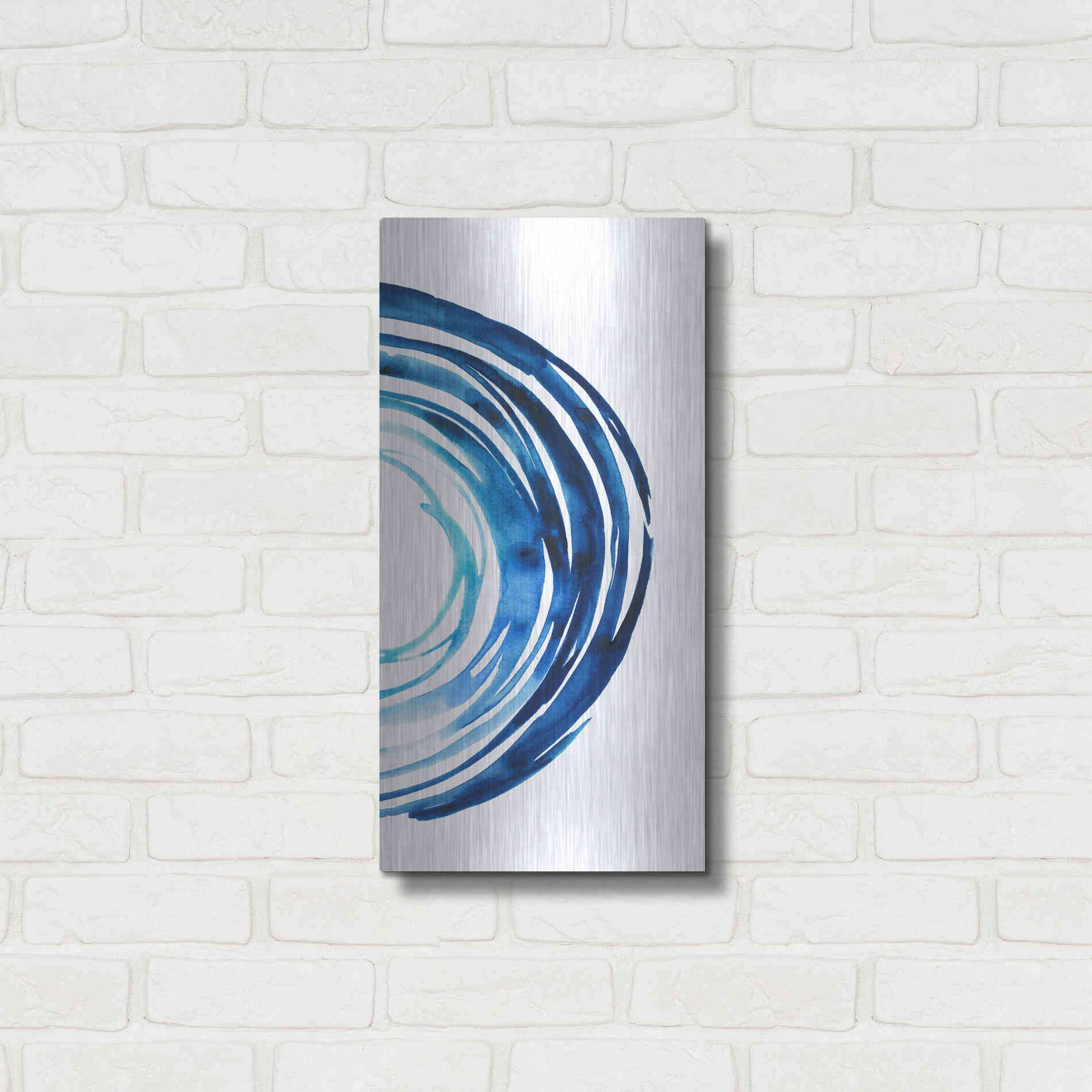 Luxe Metal Art 'Blue Vortex II' by Grace Popp Metal Wall Art,12x24
