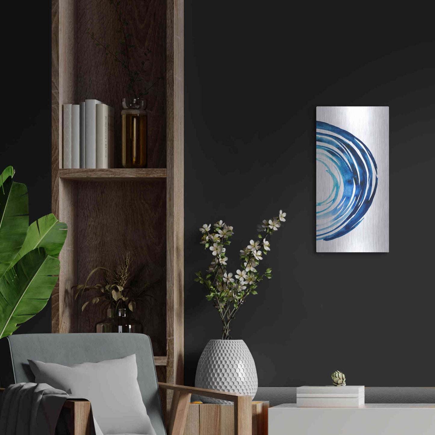 Luxe Metal Art 'Blue Vortex II' by Grace Popp Metal Wall Art,12x24