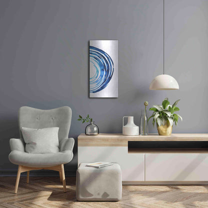 Luxe Metal Art 'Blue Vortex II' by Grace Popp Metal Wall Art,12x24