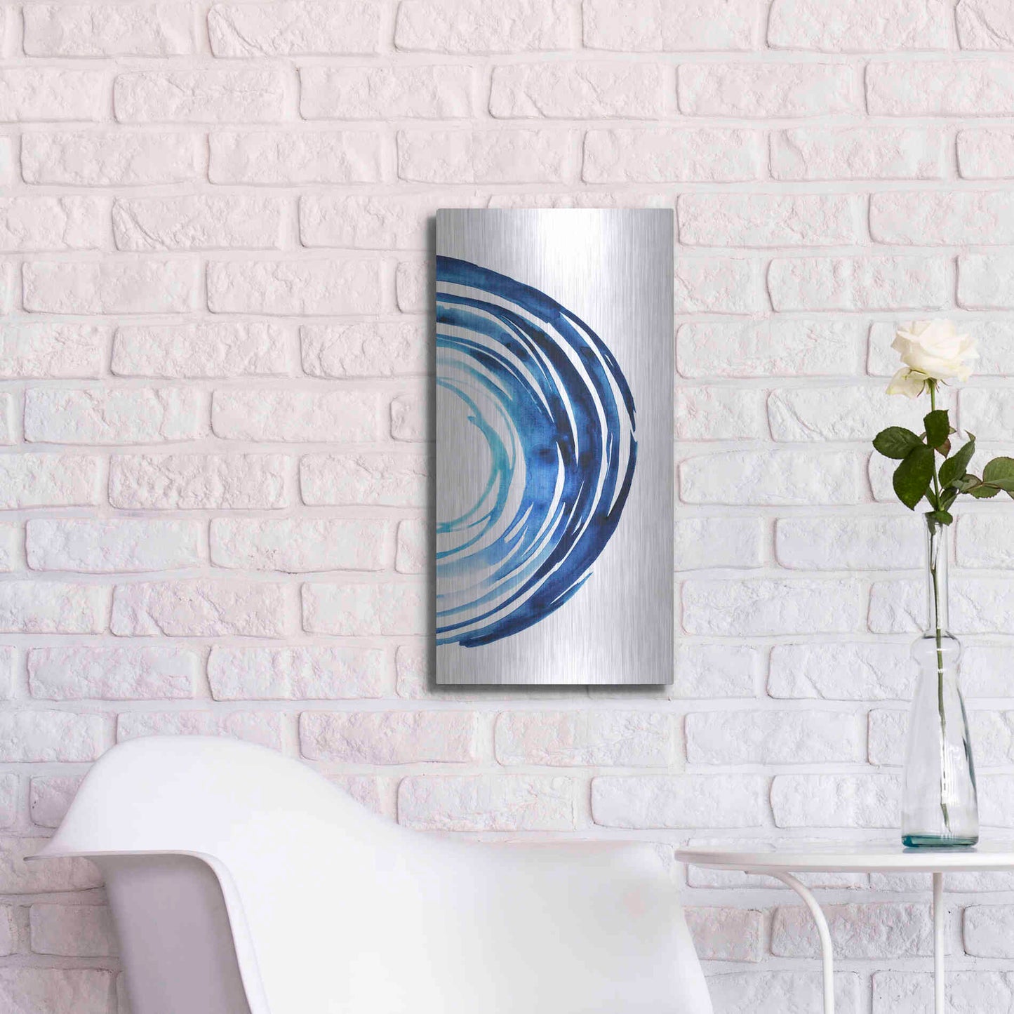 Luxe Metal Art 'Blue Vortex II' by Grace Popp Metal Wall Art,12x24
