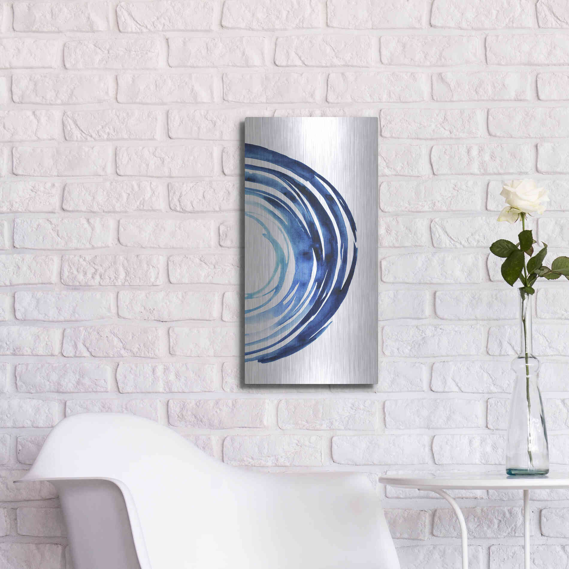 Luxe Metal Art 'Blue Vortex II' by Grace Popp Metal Wall Art,12x24