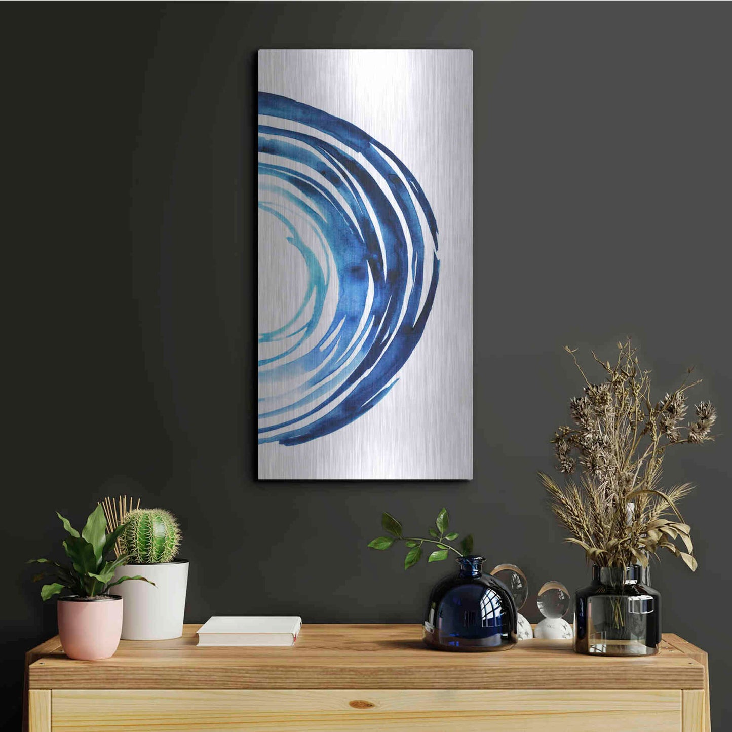 Luxe Metal Art 'Blue Vortex II' by Grace Popp Metal Wall Art,12x24
