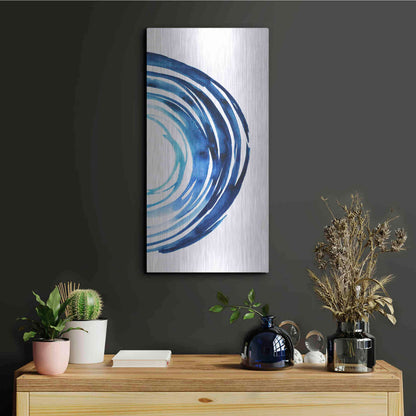 Luxe Metal Art 'Blue Vortex II' by Grace Popp Metal Wall Art,12x24