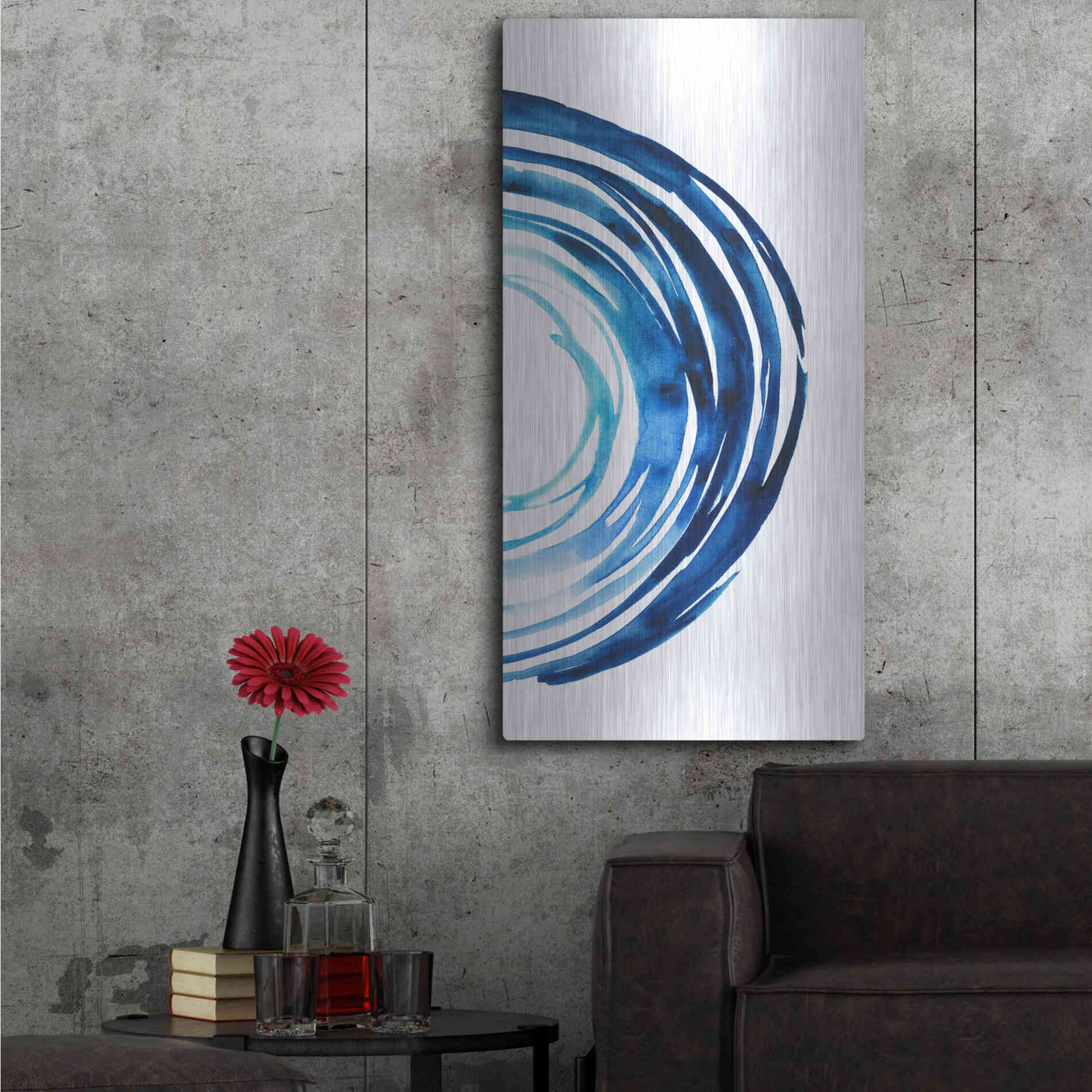 Luxe Metal Art 'Blue Vortex II' by Grace Popp Metal Wall Art,24x48