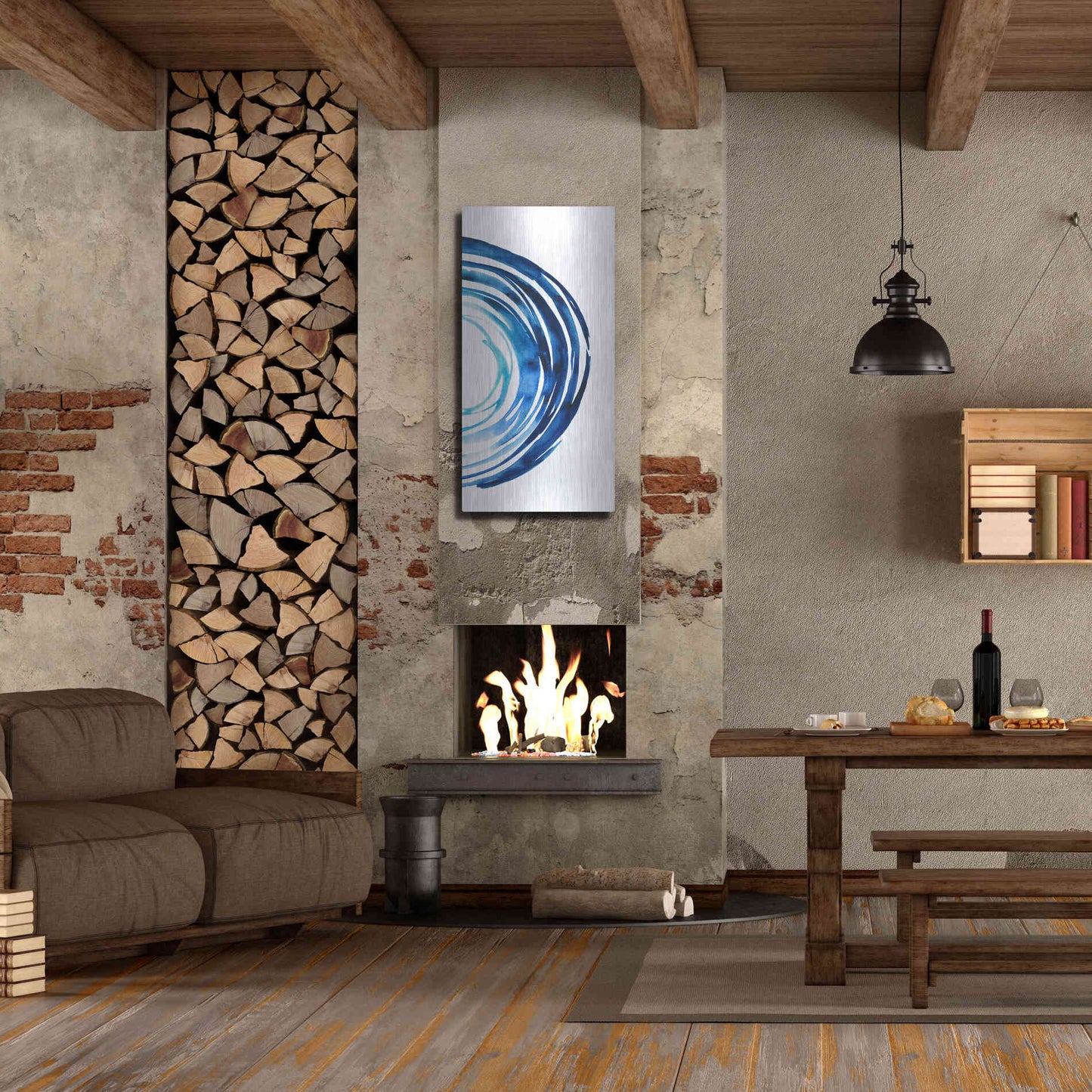 Luxe Metal Art 'Blue Vortex II' by Grace Popp Metal Wall Art,24x48