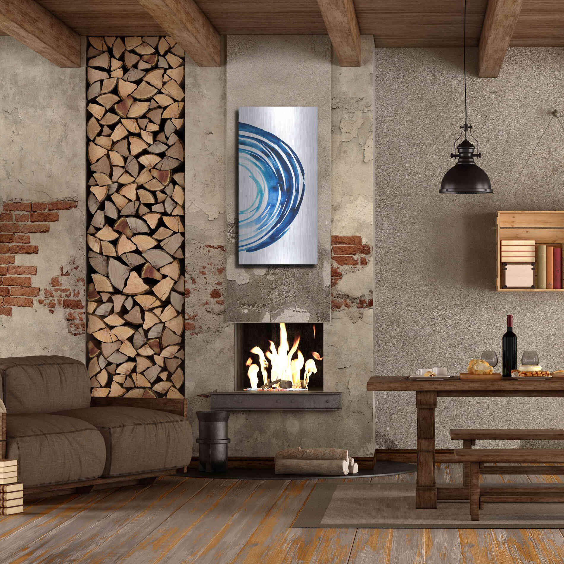 Luxe Metal Art 'Blue Vortex II' by Grace Popp Metal Wall Art,24x48