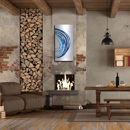 Luxe Metal Art 'Blue Vortex II' by Grace Popp Metal Wall Art,24x48