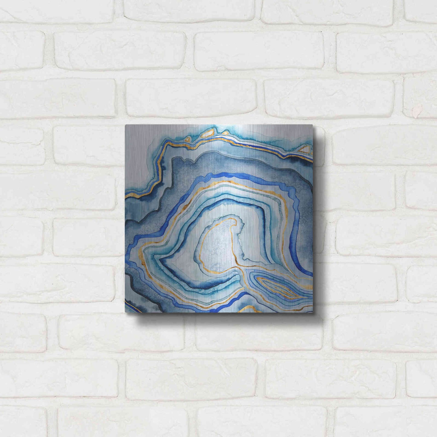 Luxe Metal Art 'Cobalt Agate I' by Grace Popp Metal Wall Art,12x12