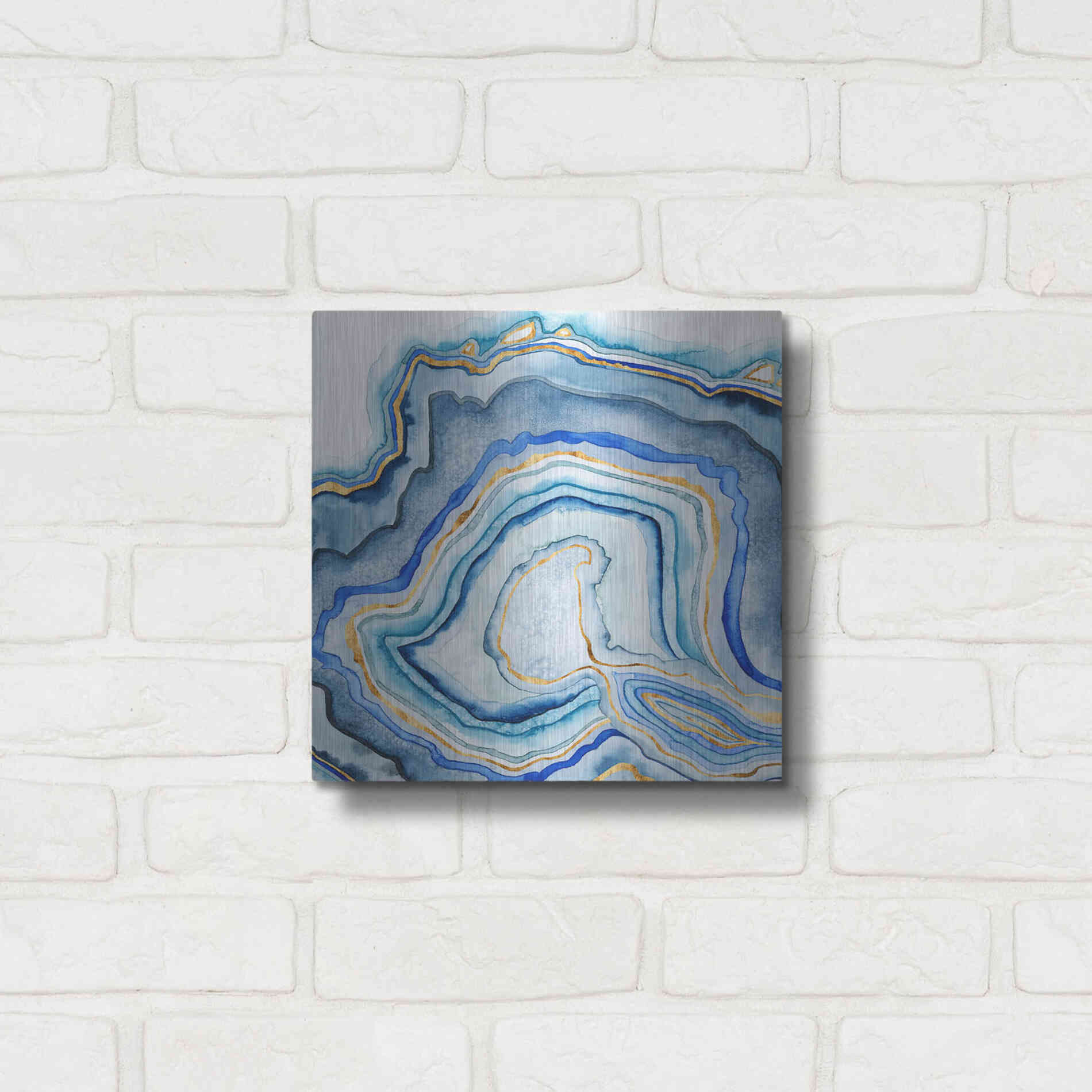 Luxe Metal Art 'Cobalt Agate I' by Grace Popp Metal Wall Art,12x12