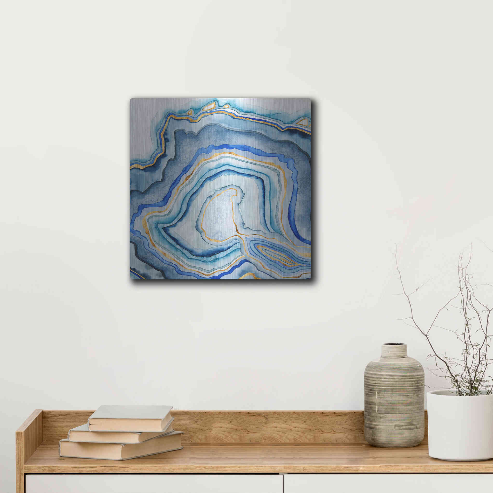 Luxe Metal Art 'Cobalt Agate I' by Grace Popp Metal Wall Art,12x12