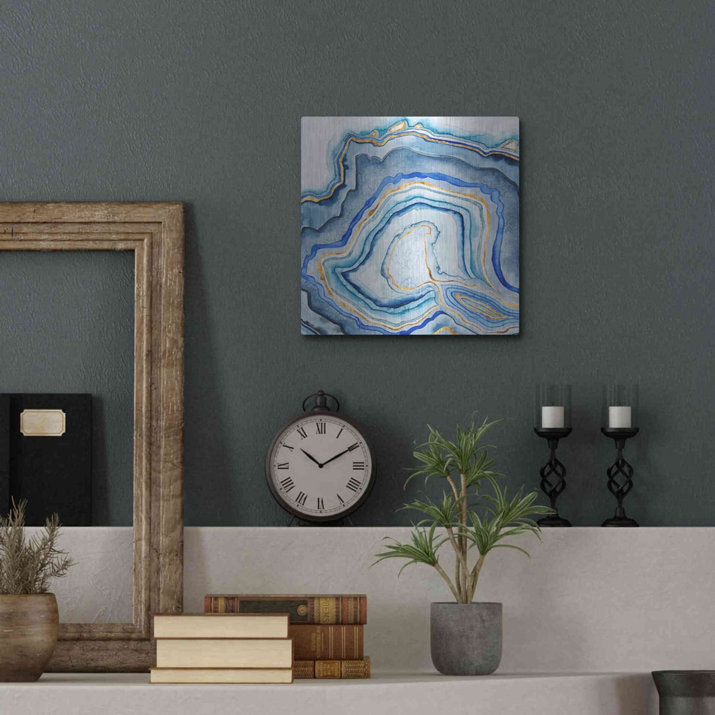 Luxe Metal Art 'Cobalt Agate I' by Grace Popp Metal Wall Art,12x12