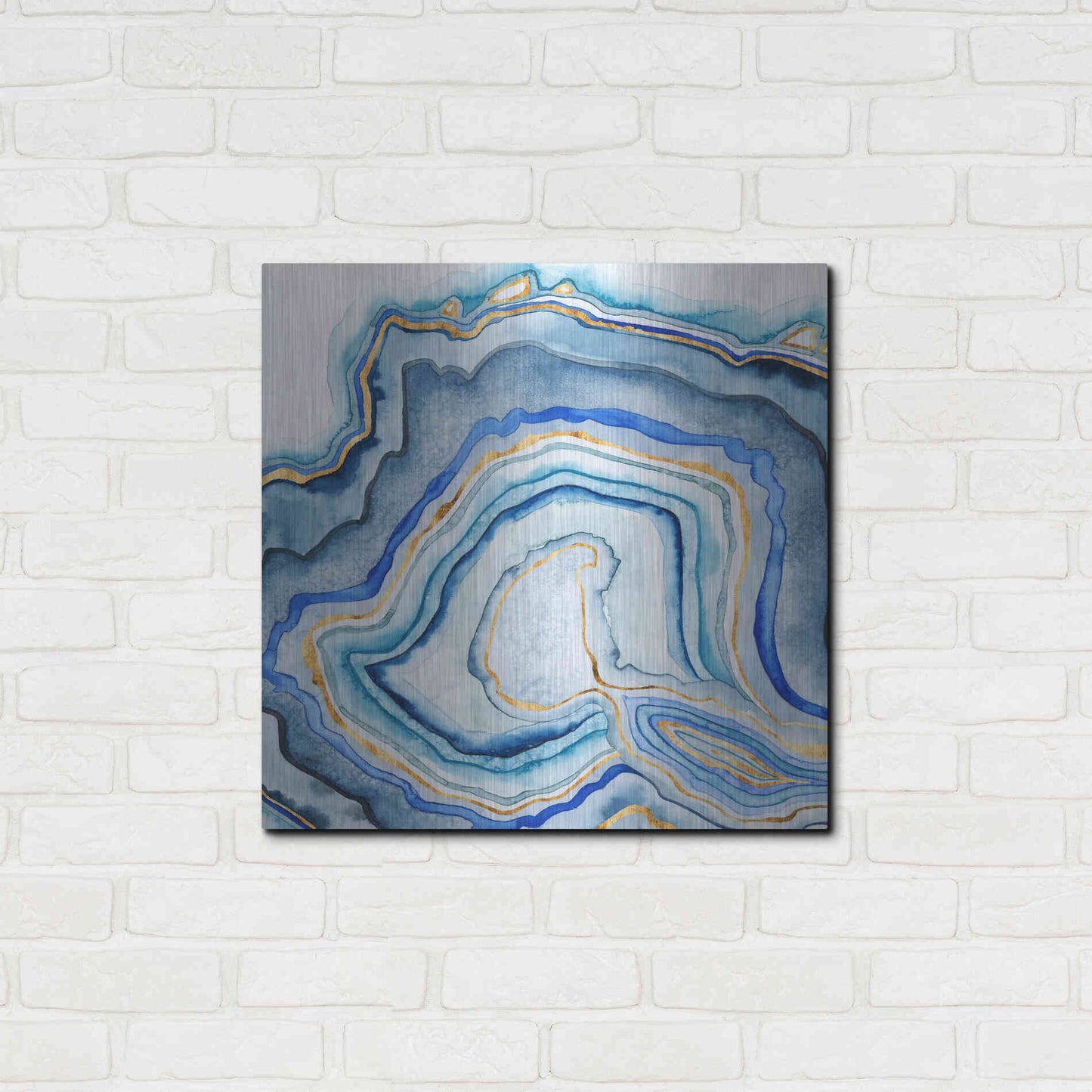 Luxe Metal Art 'Cobalt Agate I' by Grace Popp Metal Wall Art,24x24