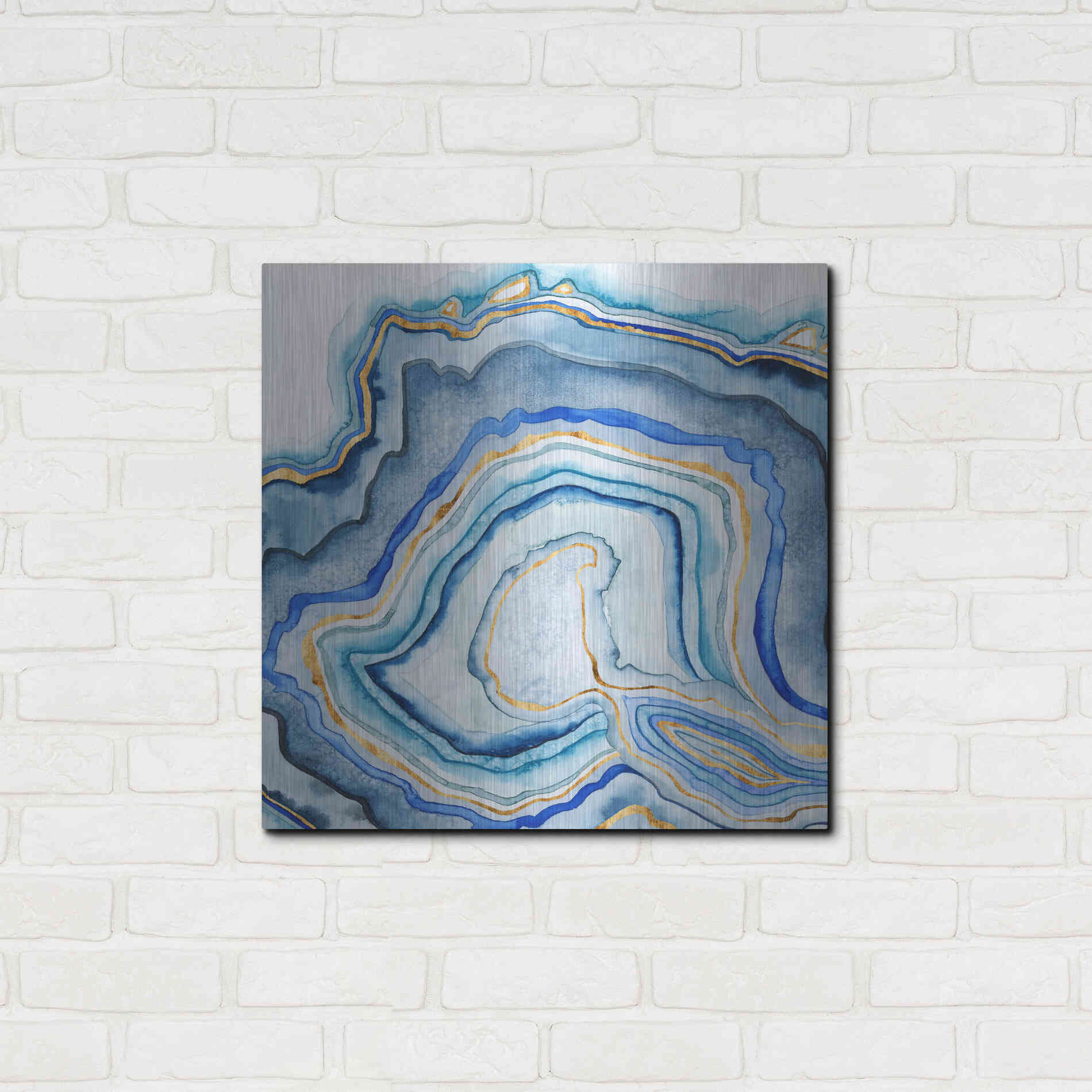 Luxe Metal Art 'Cobalt Agate I' by Grace Popp Metal Wall Art,24x24